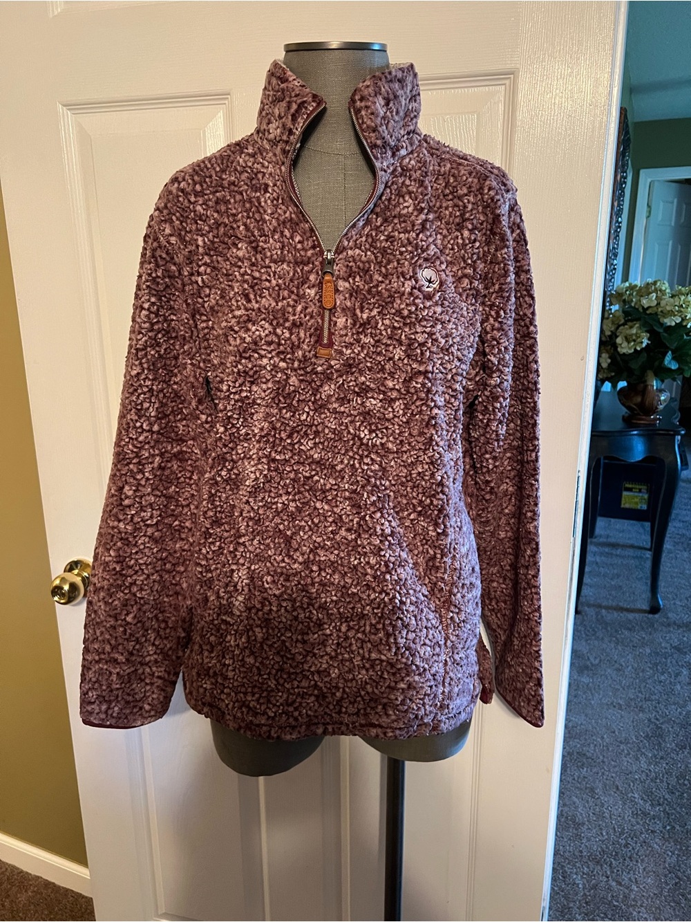 Womens Plush Quarter-Zip Sweater in Mauve